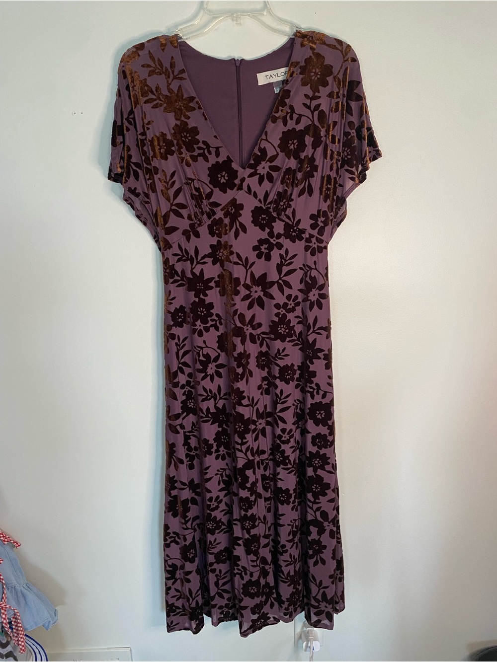Taylor Mauve Midi Dress with Chocolate Floral Burnout